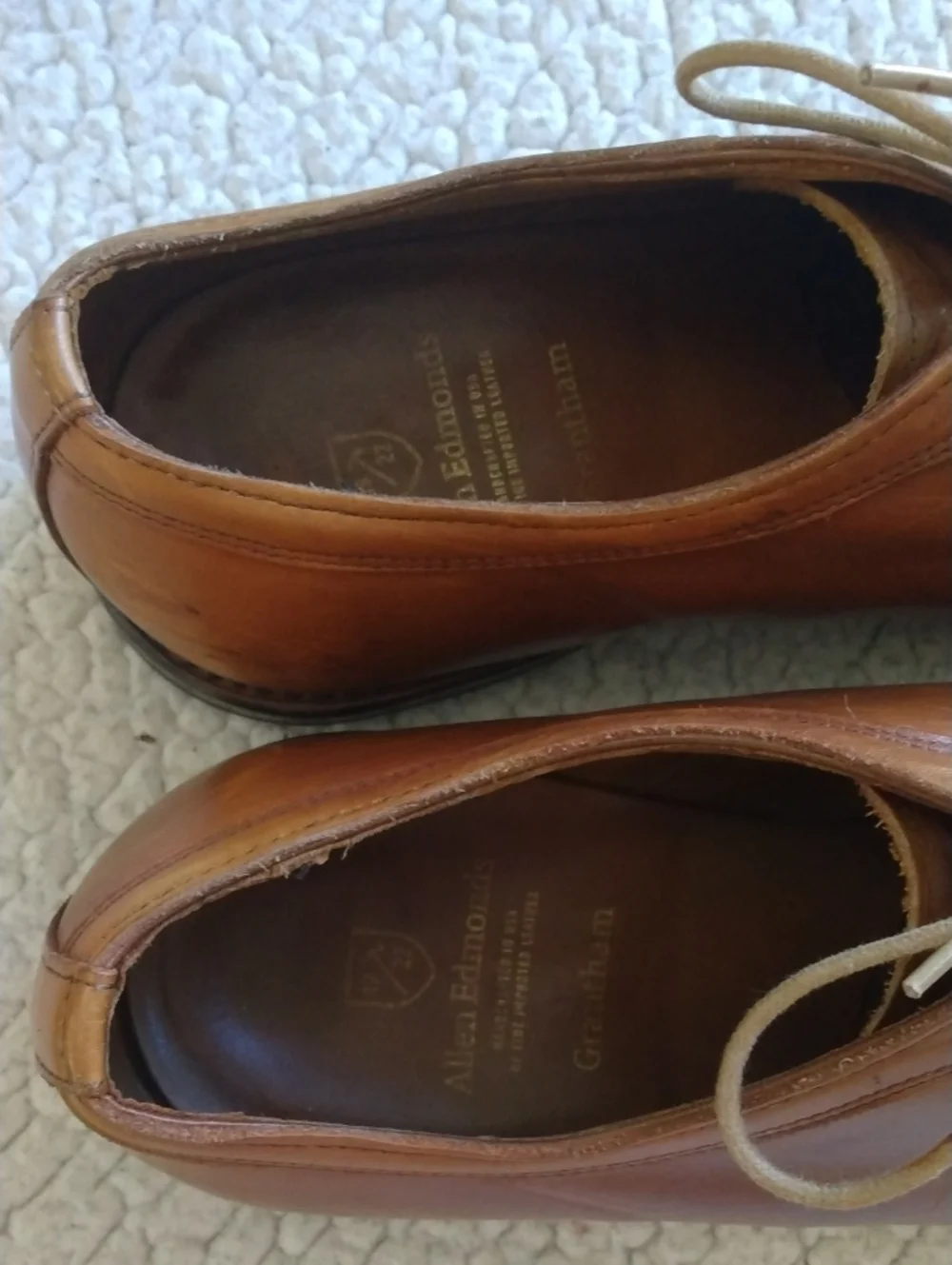Allen Edmonds Grantham Brown Plain Toe Derby/Blucher Leather Shoes 10.5 D